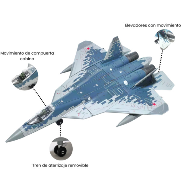 Batería x1 (8) Avión de combate SU-57S a escala armable