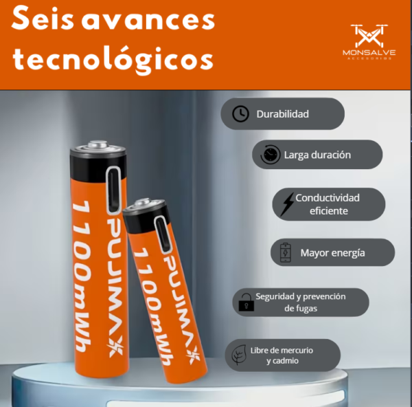 Baterías recargables AAA USB