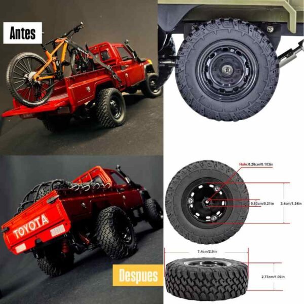 Llantas pra crawler llantas de mejora Vehículos de juguete antes y después