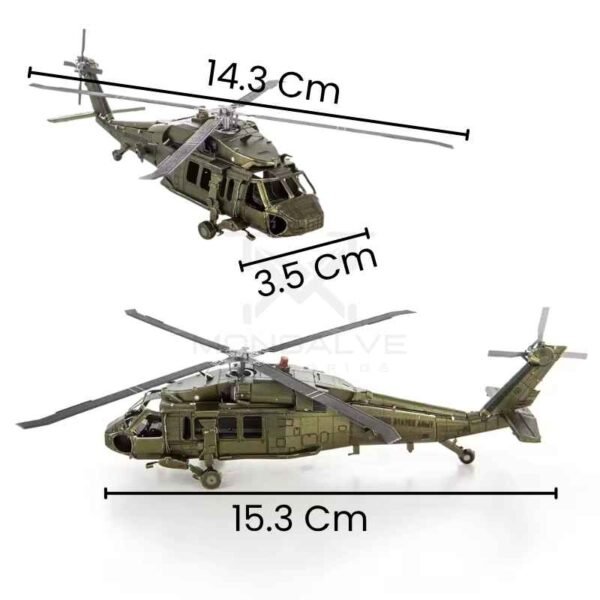 UH-60 BLACK HAWK METALICO ARMABLE MEDIDAS Sikorsky UH-60 Black Hawk Lamina Armable