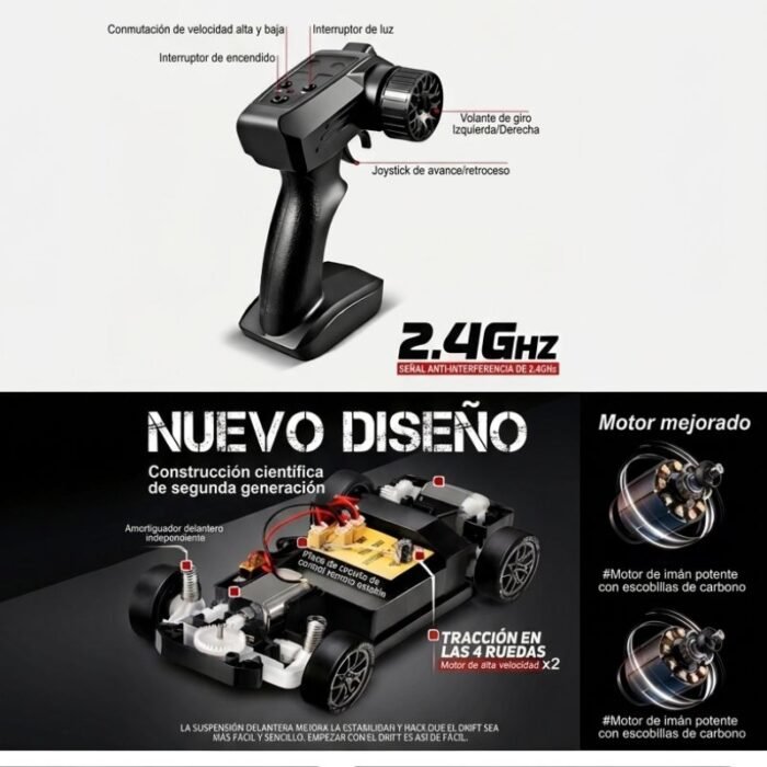 2 Carros de Drift a Control Remoto 1:24 4WD