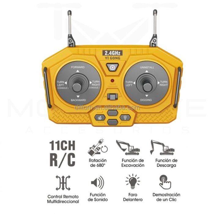Excavadora RC realista escala 1:20 control